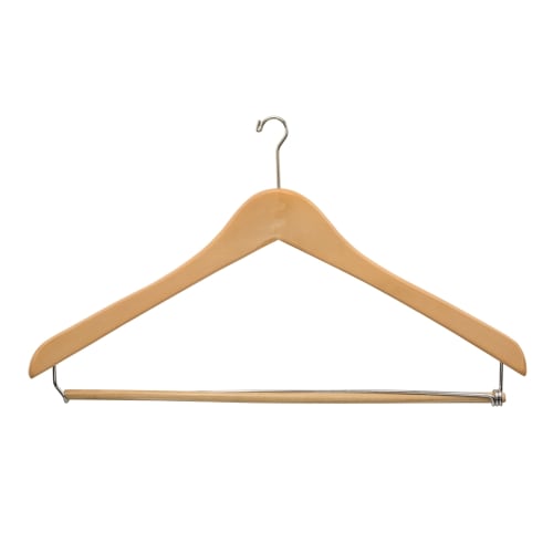 Men's Hanger, Mini Hook Contour with Locking Bar, Natural with Nickel Hook